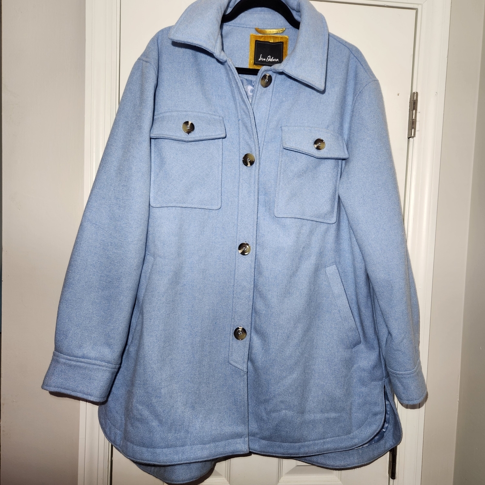 Sam Edelman Porcelain Blue Shacket Swing Coat Utility Jacket Women's XL